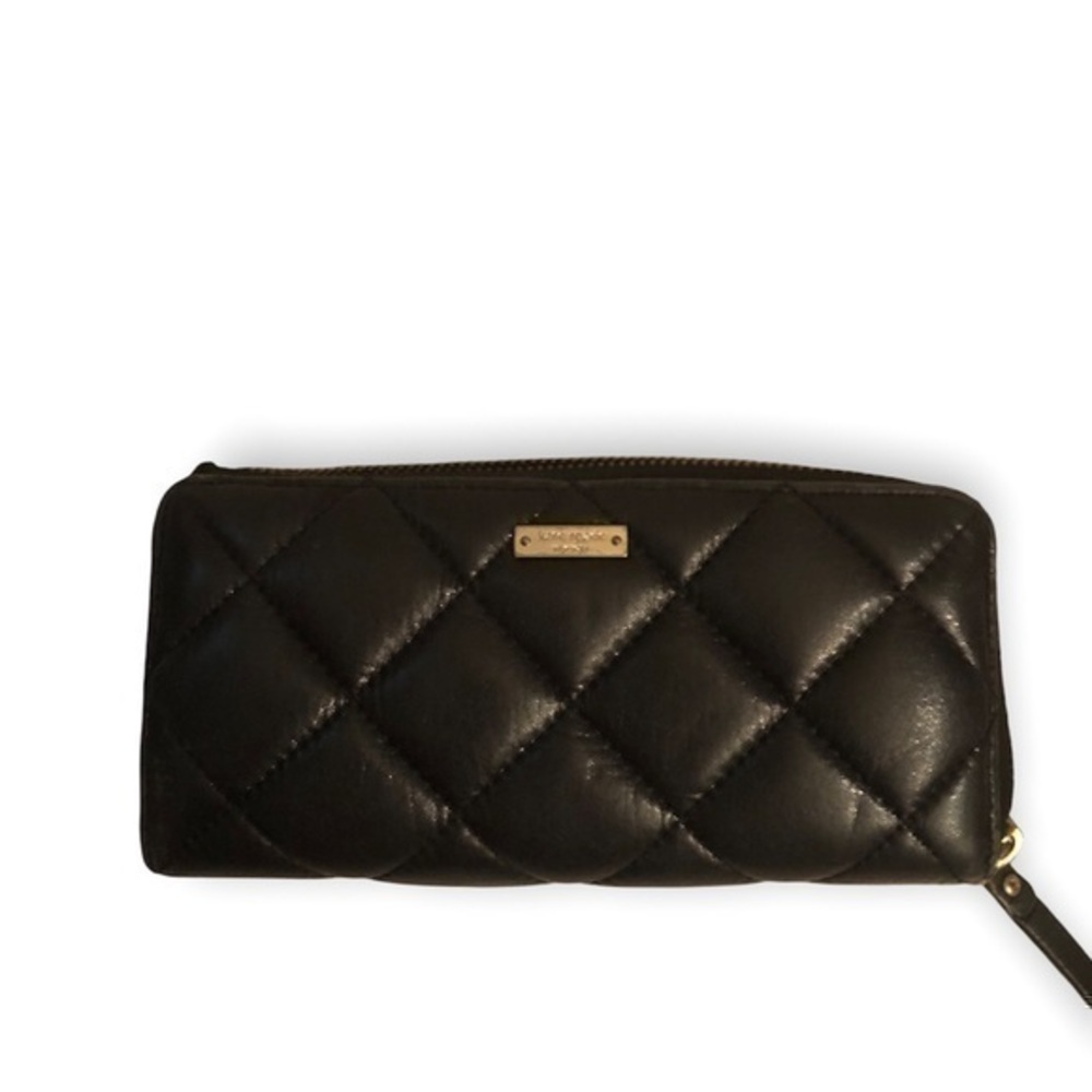 Kate spade black quilted leather wallet